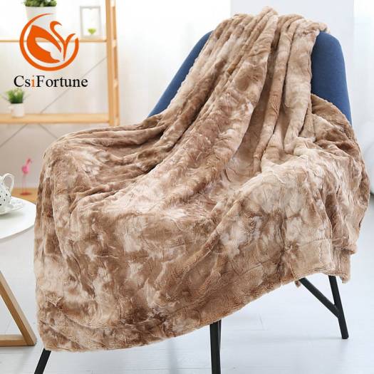 Amazon Hot Selling Rose Brushed Faux Fur Mink White Baby Blanket