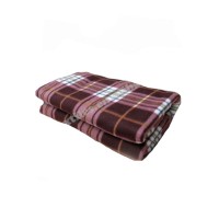 Cheap recycled polyester nice tartan printed brushed fleece blanket/throw blanket